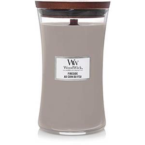 WoodWick candela grande profumata con stoppino scoppiettante | Focolare (Fireside) | Durata Fino a 130 Ore