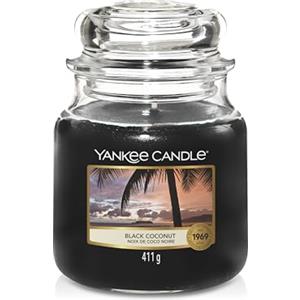 Yankee Candle Candela profumata in giara media, Noce di cocco nera, Durata Fino a 75 Ore