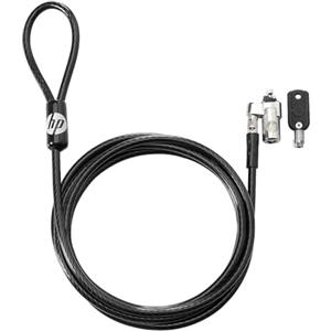 HP Keyed Cable Lock 10 mm - cable locks (Round key, Galvanized steel, 1.83 m, 4.5 mm, Black, 2 keys)