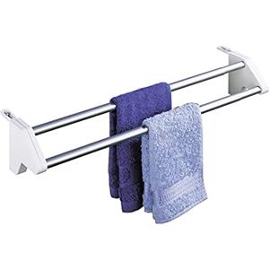 Wenko 3703100 Stendibiancheria per Radiatore Twin, Alluminio, Materiale Plastico, 57 cm, Alluminio/Bianco