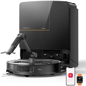 roborock Saros Z70 Robot Aspirapolvere con Braccio Meccanico OmniGrip, 7,98 cm Ultrasottile, 22.000 Pa, Tecnologia FlexiArm Riser, Telaio AdaptiLift, Stazione Multifunzionale 4.0, Hello Rocky, Nero