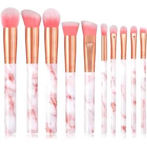 Vonsera Set Pennelli Trucco Professionale 10 Pezzi, Pennelli Make Up con Manico Marmo per Fondotinta, Correttore, Cipria, Ombretti, Kit Viso e Occhi con Trousse, Ideale per Principianti e Beauty Expert