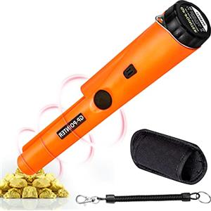ALFFREUDE Pinpointer Metal Detector Sensibile Rilevatore Metalli Portatile IP66 Impermeabile con Lndicatore LED/Luce di Allarme/Scansione a 360° per Caccia al Tesoro