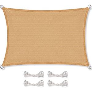 CelinaSun tenda parasole a vela giardino balcone HDPE polietilene traspirante rettangolare 3 x 6 m sabbia beige