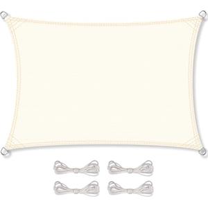 CelinaSun tenda parasole a vela protezione solare giardino balcone HDPE polietilene traspirante rettangolare 2,5 x 4 m bianco crema