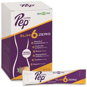 Bios Line Ultra Pep Slim 6 Zero Ananas - Integratore Alimentare in 20 Stick per Controllo del Peso e Metabolismo