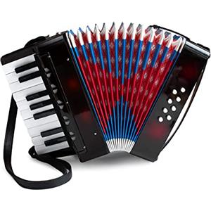 Gugxiom Fisarmonica per Bambini mini Fisarmonica, Mini Strumento per Fisarmonica a 17 Tasti e 8 Bassi, Strumento Musicale Giocattolo con Cinturino in Pelle Retrattile per Bambini Principianti