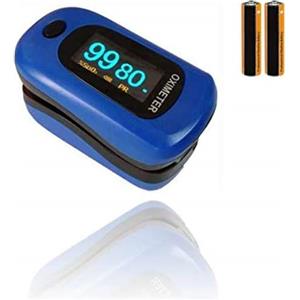 MedPlus Pulsossimetro da Dito, Saturimetro da Dito Portatile Professionale, Display, misurazione per Uso Domestico, Fitness e Sport, Blu