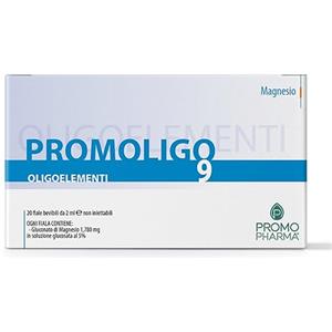 PromoPharma Promoligo 09 - Magnesio - Oligoelementi Essenziali - Magnesio, per stanchezza e regolarità intestinale - senza glutine - 20 fiale da 2 ml