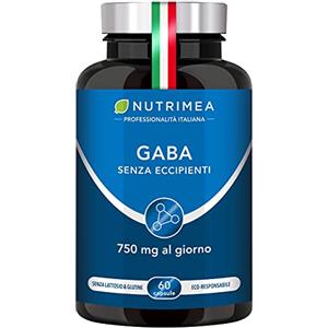 Laboratoires Nutrimea GABA | 750 mg | Stress e Ansia | Sonno | Rilassamento fisico e mentale | Concentrazione | Vegano | 60 Capsule