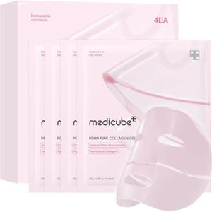 medicube Jelly Gel Mask with Salmon DNA PDRN Pink Collagen | Maschera Viso Notturna per Effetto Glass Skin, Elasticità, Idratazione, Effetto Rassodante, Skincare Coreana, 28 g x 4 Pezzi