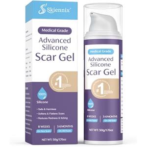 Skiennix Cicatrici Gel 50g - Crema per Cicatrici Chirurgiche, Potente Crema Ridurre Visibilmente Cicatrici da Chirurgia, Acne, Smagliature, e Altre Cicatrici Vecchie e Nuove