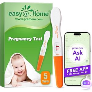 Easy@Home 5 x Test di Gravidanza Precoce: Easy@Home 5 Test Gravidanza 10mIU/ml Rilevamento Rapido & Risultato Rapido con l'APP Premom Italiana - 5 HCG Tests
