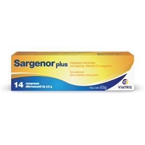 Sargenor, Integratore Alimentare con Arginina, Vitamina C e Magnesio, Utile in Caso di Stanchezza Fisica e Mentale, 14 Compresse Effervescenti, Confezione da 63 gr