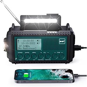 Mesqool Radio DAB+/DAB/FM Con Batteria Ricaricabile 5000 mAh, Emergenza Con Torcia Elettrica, Campeggio Portatile Con Ricarica USB, Dinamo Allarme SOS, per Escursionismo