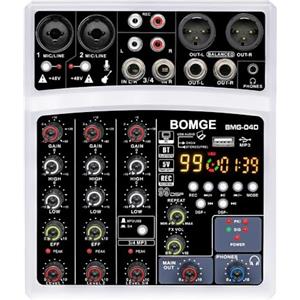 BOMGE Mixer audio professionale per DJ a 4 canali con 99 DSP, interfaccia, console di mixaggio karaoke da tavolo, ingresso MP3 USB ingresso Bluetooth registrazione stereo, alimentazione Phantom 48V