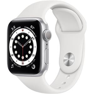 Apple Watch Series 6 Alluminio 40 mm (2020) | GPS + Cellular | argento | Cinturino Sport bianco