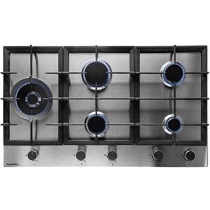 PremierTech® PremierTech PC905L Piano Cottura a Gas 5 fuochi 90cm (86cm) Acciaio Inox con Wok supporti in ghisa