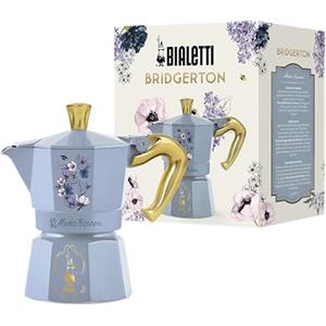 Bialetti Moka Express Bridgerton 3 Tazze, Manico anti scottatura, Non adatta ad induzione, 3 Tazze (130ml), Alluminio
