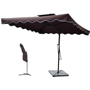 BAKAJI Ombrellone da Giardino Decentrato 2,5 x 2,5 Mt Palo in Metallo Chiusura a Leva Base a Croce Sistema Air Vent Arredamento Esterno Gazebo Piscina Giardino Terrazzo Ambienti Esterni (Marrone)