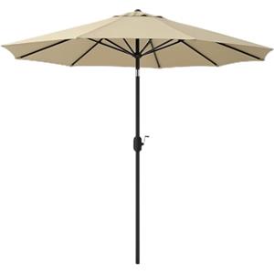 BAKAJI Ombrellone da Giardino Parasole 2.7 Metri per Balcone, Sistema Air Vent, Inclinazione Regolabile e Apertura Manovella, Rivestimento Anti UV Impermeabile per Mare, Terrazzo, Spiaggia (Beige)