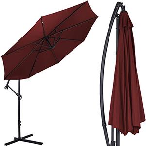 BAKAJI Ombrellone da Giardino Decentrato 3x3 Mt Palo Alluminio Chiusura a Manovella Base a Croce Sistema Air Vent Arredamento Esterno Gazebo Piscina Giardino Terrazzo Ambienti Esterni Vinaccio