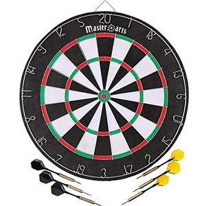 BAKAJI Dart Game Gioco Tirassegno Tiro al Bersaglio Bifacciale con 6 Freccette in Metallo Installazione alla Parete Doppia Modalità di Gioco Diametro 45 cm Gioco di Abilità