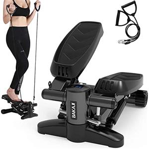 BAKAJI Stepper Allenamento Fitness Cardio Gambe Pancia Fianchi con Display LCD Calorie e Tempo Spalle Struttura in Acciaio Inox Pedali Antiscivolo Colore Nero Dimensione 42 x 27 x 31,5 cm