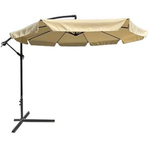 BAKAJI Ombrellone da Giardino Decentrato 3x3 Palo Alluminio Telo con Pendente Chiusura a Manovella Base a Croce Sistema Air Vent Arredamento Esterno Gazebo Giardino Terrazzo (Moka)