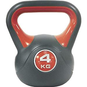 BAKAJI Kettlebell 4 Kg Peso in Ghisa per Palestra, Fitness, Riabilitazione, Esercizio, Allenamento Forza, Impugnatura Ergonomica Anti-Scivolamento, Fondo Piatto per Maggiore Stabilità, Grigio e Rosa