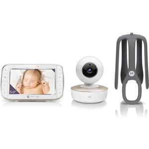 Motorola Nursery VM855 - Baby monitor con connessione Wi-Fi con app Motorola Nursery e unità principale da 5 pollici, visione notturna, temperatura e conversazione bidirezionale, Bianco