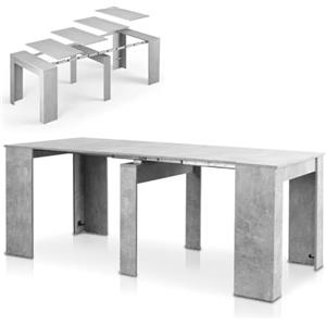 Shally Dogan Tavolo Allungabile per Cucina, Ingresso e Sala da Pranzo, Consolle Salvaspazio Richiudibile da 3 Metri con 5 Pannelli, Design Moderno ed Elegante, Apertura Semplice (Cemento)