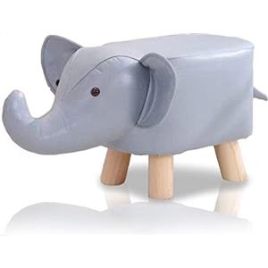 STAKMANN Poggiapiedi a Forma di Elefante, Sgabello imbottito con Struttura in Legno Antigraffio e Rivestimento in Ecopelle PU, Pouf Design Creativo Comodo e Resistente, 22 x 30 x 28H cm (Blu)