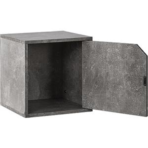 Shally Dogan Mensola Cubo da Muro con 1 Anta, Pensile a Parete, Scaffale Ideale per Cucina, Bagno, Ufficio, Mobile Sospeso 35 x 35 cm Libreria Versatile in Legno, Scaffalatura Design Moderno (Cemento)