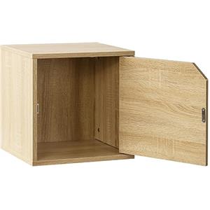 Shally Dogan Mensola Cubo da Muro con 1 Anta, Pensile a Parete, Scaffale Ideale per Cucina, Bagno, Ufficio, Mobile Sospeso 35 x 35 cm Libreria Versatile in Legno, Scaffalatura Design Moderno (Quercia)