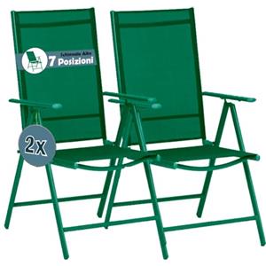 BAKAJI Set 2 Sedia Pieghevoli da Giardino in Tessuto Traspirante, Sedia Sdraio Reclinabile e Pieghevole con Chiusura Slim Salvaspazio, Ideale per Balcone, Patio, Esterno, Terrazzo (Verde)