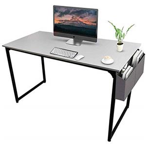 BAKAJI Scrivania Tavolo da Lavoro Porta Pc Computer Piano in Legno MDF con Struttura in Metallo Organizer Portatutto in Tessuto e Gancio Casa Ufficio Design Moderno Industriale 120 x 60 x H74 cm