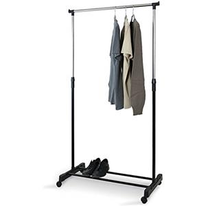 Bakaji Stand Appendiabiti in metallo cromato, regolabile in altezza da 95 a 165 cm, lungo 80 cm, colore: Nero