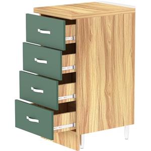 Shally Dogan Cassettiera Mobile Base per Cucina con 4 Cassetti, Mobiletto Componibile con Struttura in Legno Solida e Resistente, Organizer Dimensioni 40 x 50 x 85H cm (Verde)