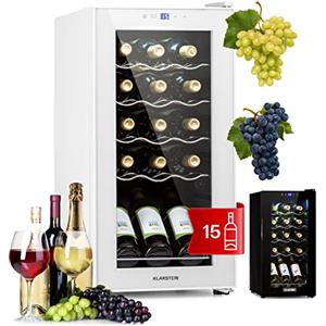 KLARSTEIN Cantinetta Vino Design, Cantinetta Vino Refrigerata a Zona Singola per Vino Rosso, Bianco e Birra, Controlli Touch, Frigo Vino Cantinetta per Esterno/Interno, 5-18°C, 44L, 15 Bottiglie