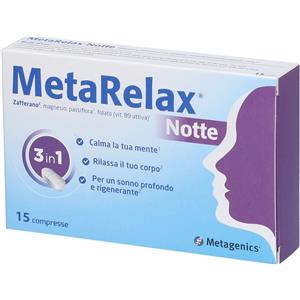 Metagenics MetaRelax Notte - Integratore per Rilassamento e Sonno Profondo, 15 Compresse