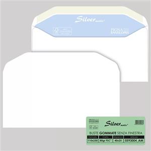 Pigna Busta Commerciale Gommata Bianca 110x230mm 80gr Senza Finestra - Confezione da 25 Pezzi