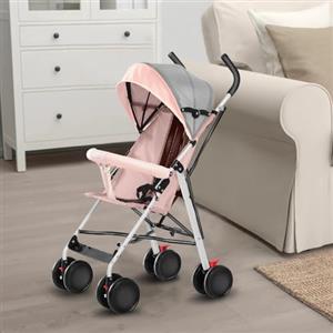 HUOLE 4 Passeggino con Telaio Leggero Passeggino Canna Multiposizioni, Compatto e Leggero, da 6 mesi a 4 anni, fino a 25 kg- Poggiapiedi - Cappotta regolabile, con un grande cesto D-rosa