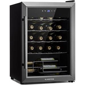 Klarstein Ultimo Uno - Cantinetta Vino, Cantina Vini Doppia Temperatura, Frigo Vino con Temperatura: 5-18 °C, Pannello di Controllo Touch, Spazio per 20 Bottiglie, Vol. 53 Litri, Nero