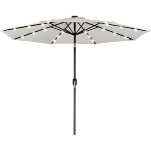 BAKAJI Ombrellone da Giardino Diametro 270 cm con Luci Led e Sistema Antivento, Parasole da Esterno con 8 Ribs Stecche, Airvent, Ideale per Bar, Ristorante, Patio, Balcone, Apertura Manovella (Beige)
