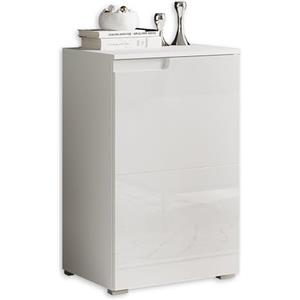 Stella Trading SPICE, Cassettiera color bianco lucido, elegantea credenza molto capiente per la vostra zona giorno; 50 x 80 x 40 cm (L x A x P)
