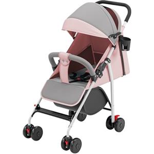HUOLE Passeggino 3 in 1, passeggino, trio, passeggino, accessori, adattatore universale, ruote grandi, 25 kg, capiente cestino - C-rosa