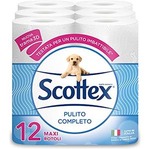 Scottex Pulito Completo Carta Igienica, 12 Rotoli