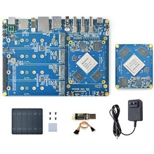 WayPonDEV CM3588 Kit NAS modulo di archiviazione di rete, computer a scheda singola LPDDR4 da 16 GB, CPU RK3588 2,4 GHz 6TOPs GPU NPU Mali-G610, supporto SSD NVMe 4X per server cloud domestico,