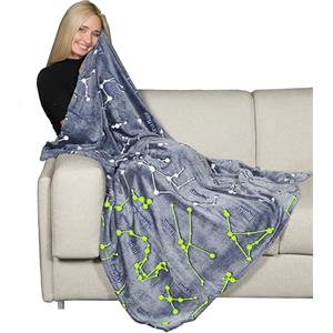 Kanguru Plaid Pile, Glow, singolo, si illumina al buio, Coperta divano microfibra, morbida, divertente, Costellazioni 130x150cm, Simpatico copriletto singolo bambina, idea regalo Natale o Compleanno